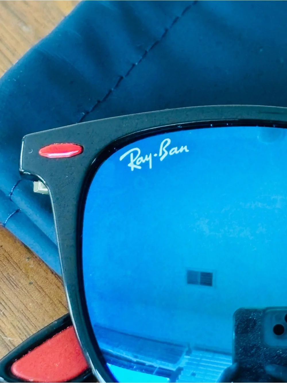 Ray-Ban x Scuderia Ferrari Black Frame, Blue Lens Sunglasses made in Italy
